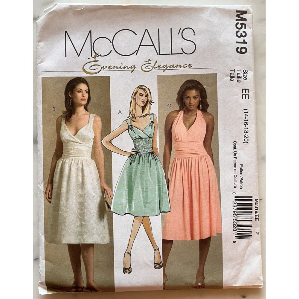 McCall's Pattern‎ M5319 Women's Dresses Evening Elegance 3 Styles Sz 14-16-18-20